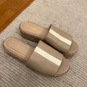 Kaanas Taupe and White Espadrille Sandals